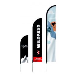 Samtime Werbefahne "CLASSIC" 
SMALL  
Fahnengröße 80 x 280 cm  
Gesamthöhe ca. 360 cm 
Preis für 2 - 4 Stück